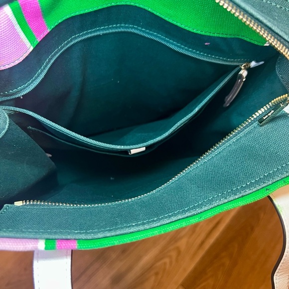 KATE SPADE Green and Pink Striped Tote - EUC - Picture 13 of 15
